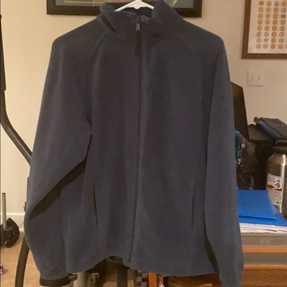 Ladies Large Zip Front Blue-Grey Fleece Jacket